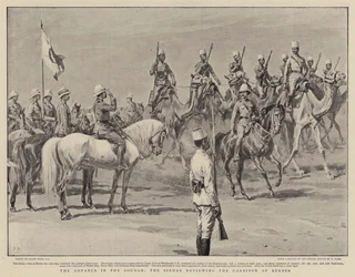 The Advance in the Soudan, the Sirdar reviewing the Garrison of Berber